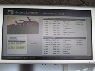 Infoskærme fra Black Box i Esbjerg Lufthavn