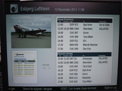 Infoskærme fra Black Box A/S i Esbjerg Lufthavn